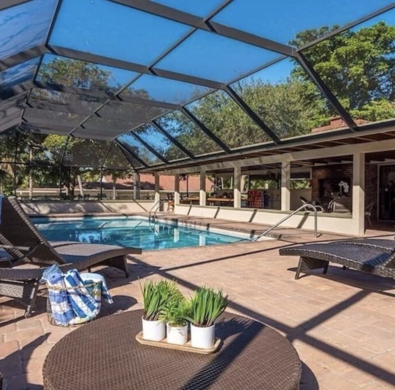 Outdoor pool and lounge area